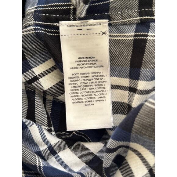 Lauren Ralph Lauren Shirt Womens Medium Petite Blue Plaid Flannel Button Camping - Picture 13 of 16